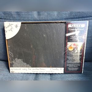 Thirstystone Slate Cheese Board With Chalk, Etched w/Grapes, 7.75 X 11.75